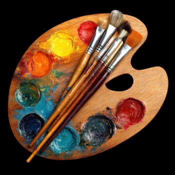 Painter’s palette and brushes